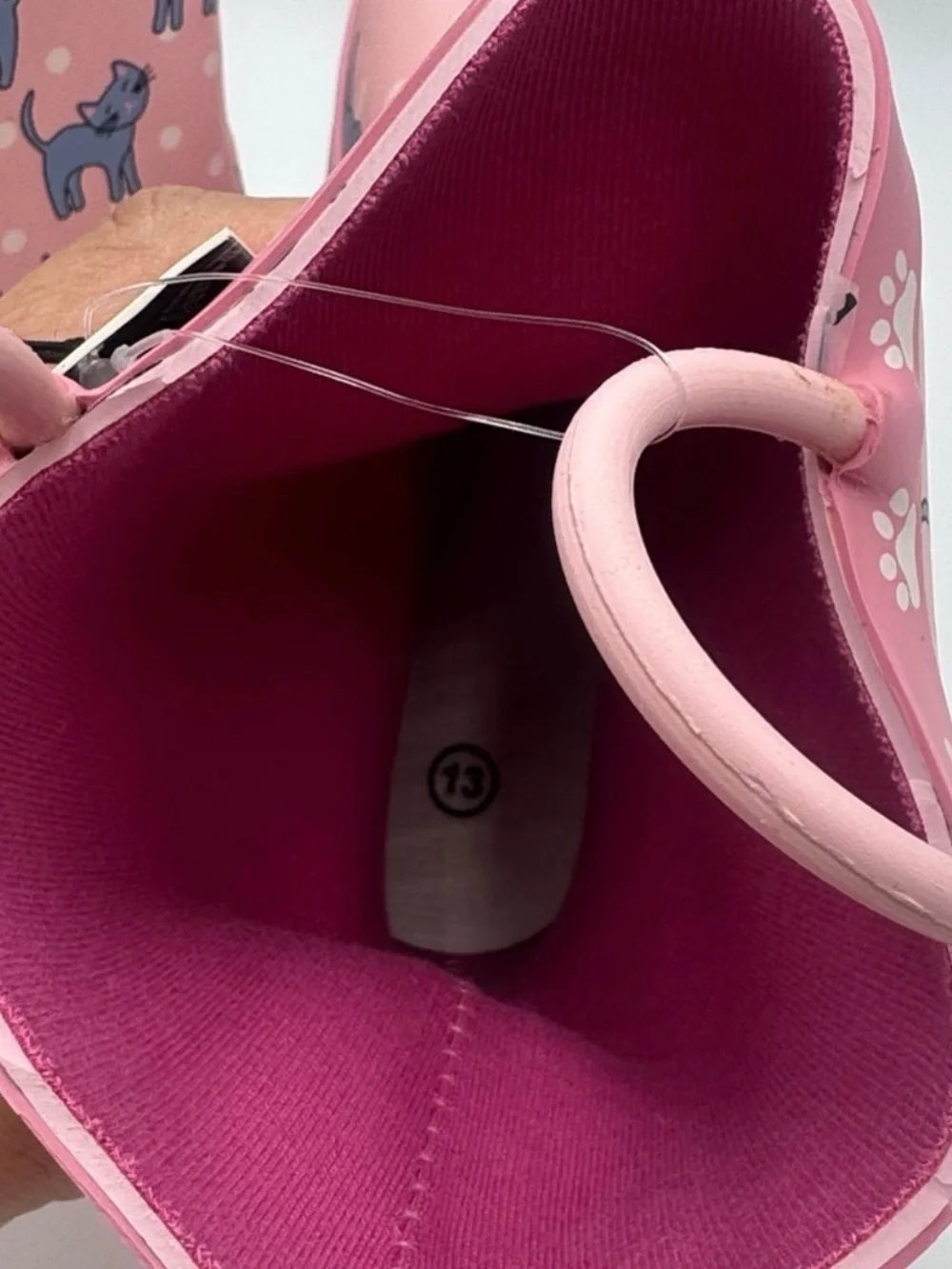 NWT Pink Waterproof Cat Rain Boots Size 13
